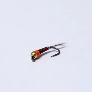 WWFW - Red / Orange Perdigon Nymph -  Jig (gold tungsten bead)