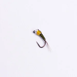 WWFW - Olive / Yellow  Perdigon  Nymph - Jig - Barbless
