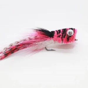WWFW - PINK / BLACK AND WHITE  DEER HAIR POPPER