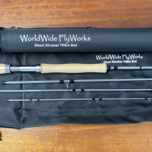 WorldWide FlyWorks (Short Stroker) 7’ 6” 8 Weight 4pcs Fly Rod with Sock / Tube